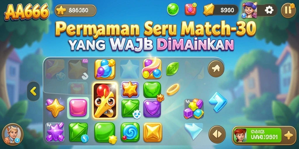 Tampilkan gameplay seru <strong>AA666</strong> dengan grafis match-3 penuh warna.