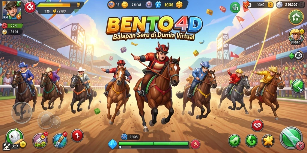 Tampilan gameplay BENTO4D dengan balapan mendebarkan di lintasan utama.