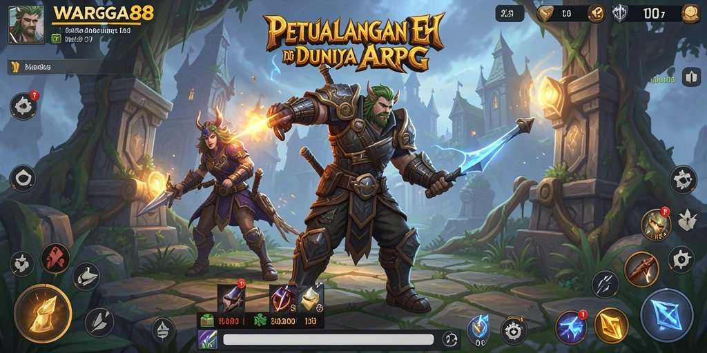 Tampilan aksi seru dalam gameplay ARPG WARGA88.